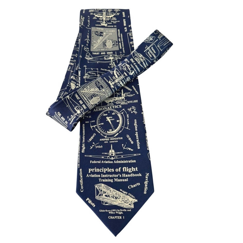 Honz Aeronautical Museum Artifacts Silk‎ Tie Blue